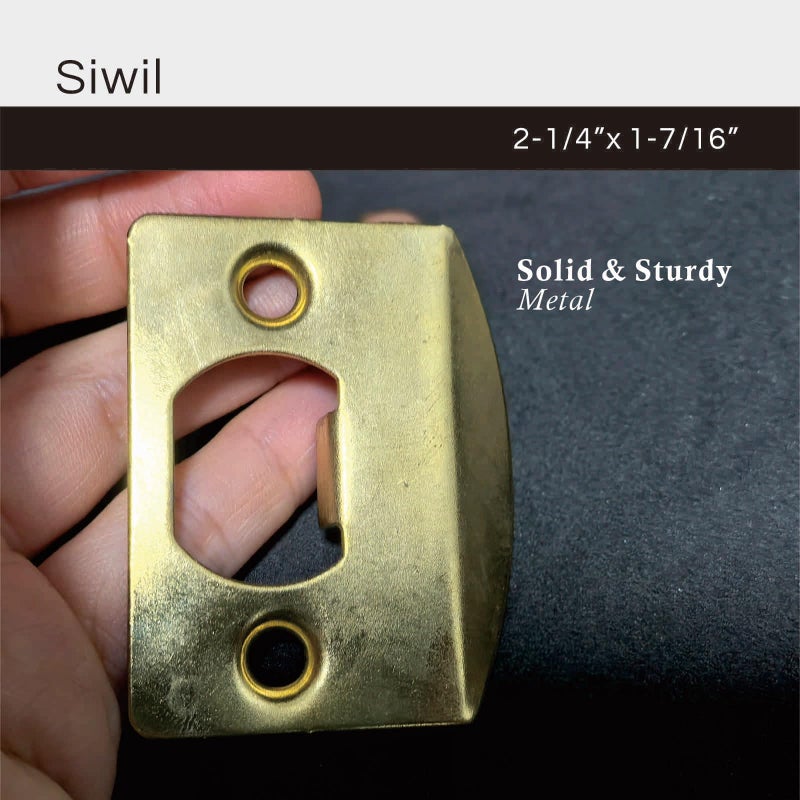 Siwil Door Strike Plate Univeral, 2-1/4 inch x 1-7/16 inch, Round Corner - 2 Pack (Gold) - Image 2
